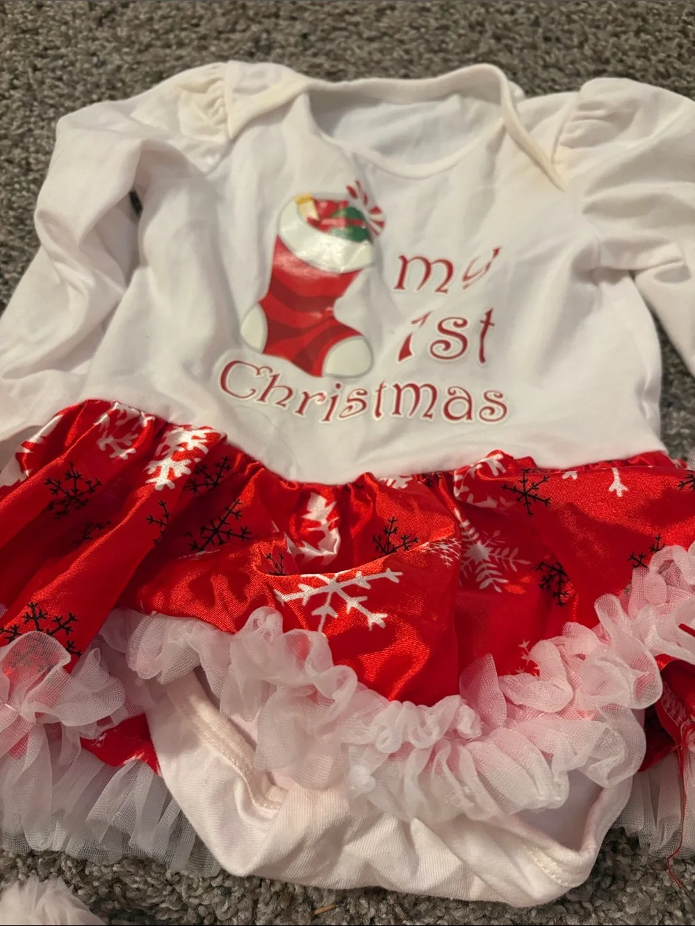 Red & White Baby Christmas Dress Set - Festive Polka Dot Leg Warmers